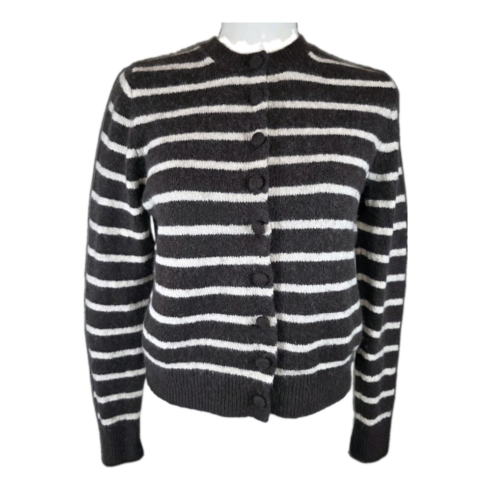 Madewell Brown Striped Wool-Blend Long‎ Sleeve Button Up Cardigan